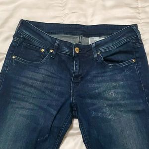 H&M  Dark Blue Distressed Washed Skinny Jeans